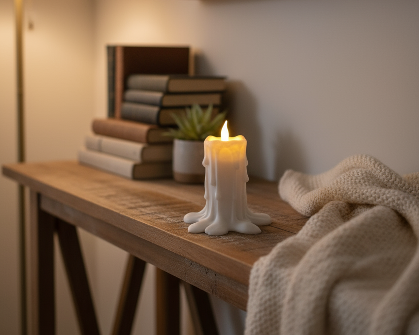 Lifestyle foto kunststof kaars met LED